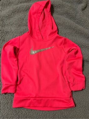 Nike Kids Hot Pink Hoodie with Metallic Silver Swoosh